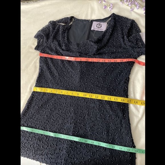 NWT $358 JS Collection Cowl Neck Beaded Mesh‎ Gown in Blue [SZ 10 ] - Picture 12 of 12